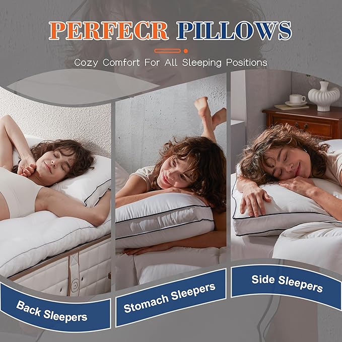 Decroom Goose Feather Down Fiber Pillows King Size Set of 2, Soft Pillows for Luxury Hotel Quality Gusseted Pillow 2 Pack, Bed Pillows for Sleeping, Breathable, Fluffy for Side, Back Sleepers