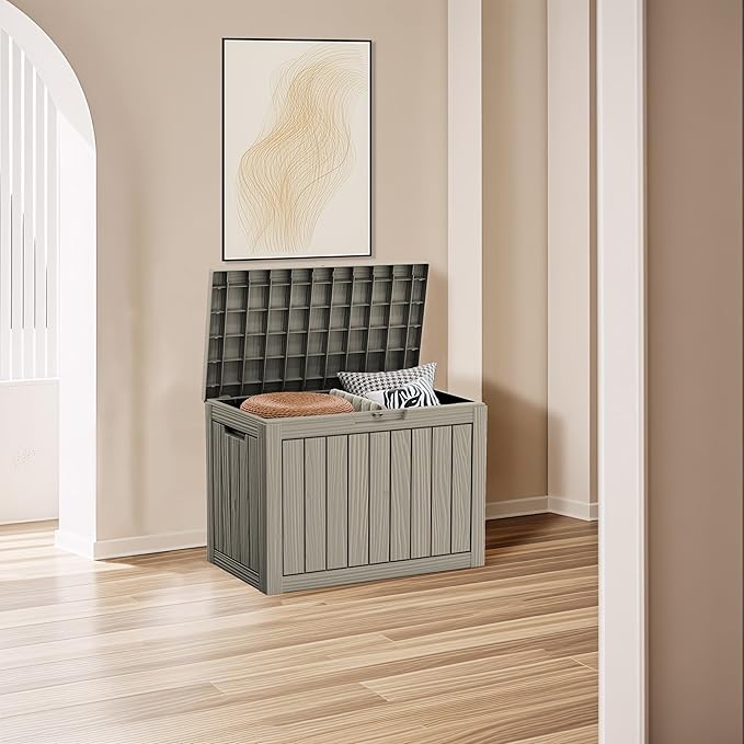 45GAL Brown Outdoor Storage Deck Box with Lock Hole – Waterproof, SGS - Tested UV Protection, Perfect for Patio Pillows & Pool Floats, Sturdy All - Weather Design