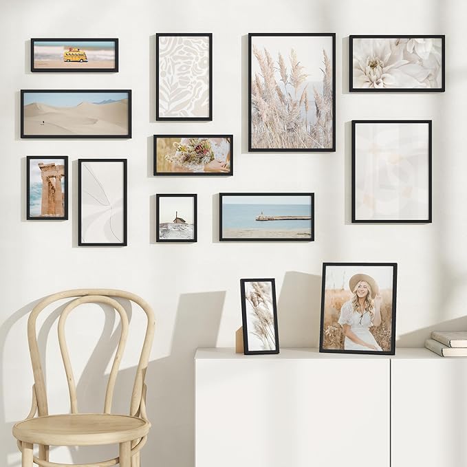 11x15 Metal Picture Frame - Black Aluminum Picture Frames with Real Glass, Wall Mounting Horizontally or Vertically, Simple and Elegant Decor for Wall Gallery Poster Photo 15x11 Frame, Black