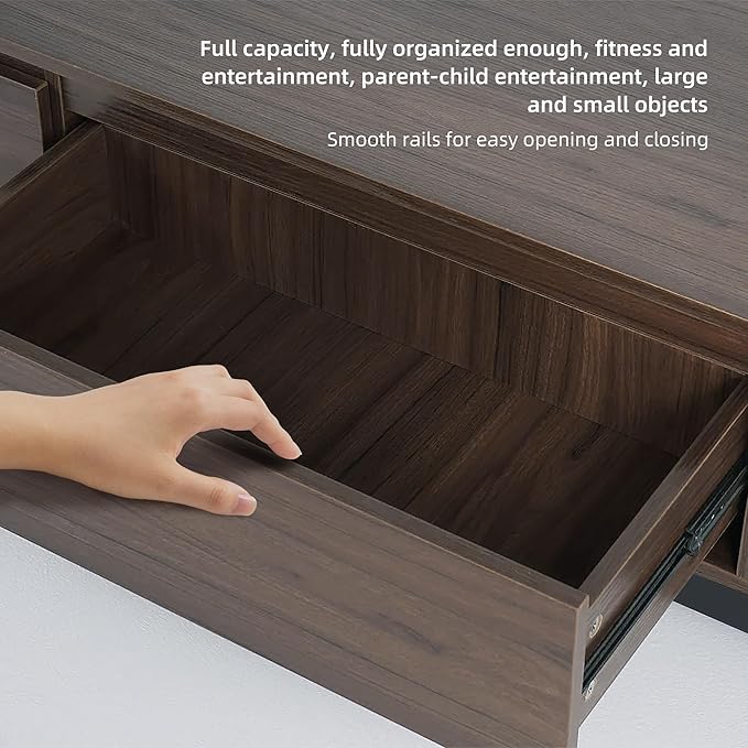 Mid-Century Modern Extendable TV Cabinet with 3 Drawers,Entertainment Center Adjustable from 78.7" to 130",TV Stand for Living Room,Black Walnut