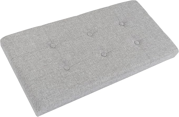 Lavish Home Set of 2 Ottomans - 30-Inch Tufted Footrest, Linen Chest, or Bench Set with Removable Bin for Living Room, Bedroom, or Dorm (Light Gray)