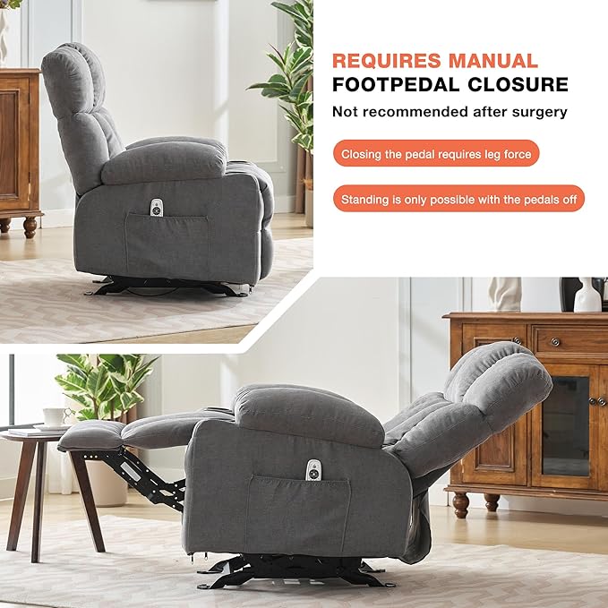 Massage Rocker Recliner Chair with Heat, Ergonomic Overstuffed Reclining Lounge Chair with Side Pockets, USB Charging Port, Sturdy Metal Frame, Comfortable Modern Design for Living Room