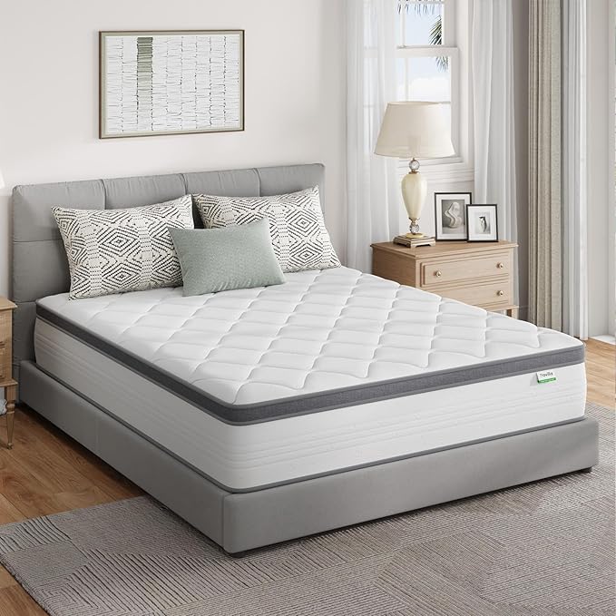 Novilla Queen Mattress 14 Inch, Hybrid Mattress Queen in a Box,Foam Innerspring Mattresses for Body Supportive & Pressure Relief, Comfort Pillow Top for Medium Firm Feel