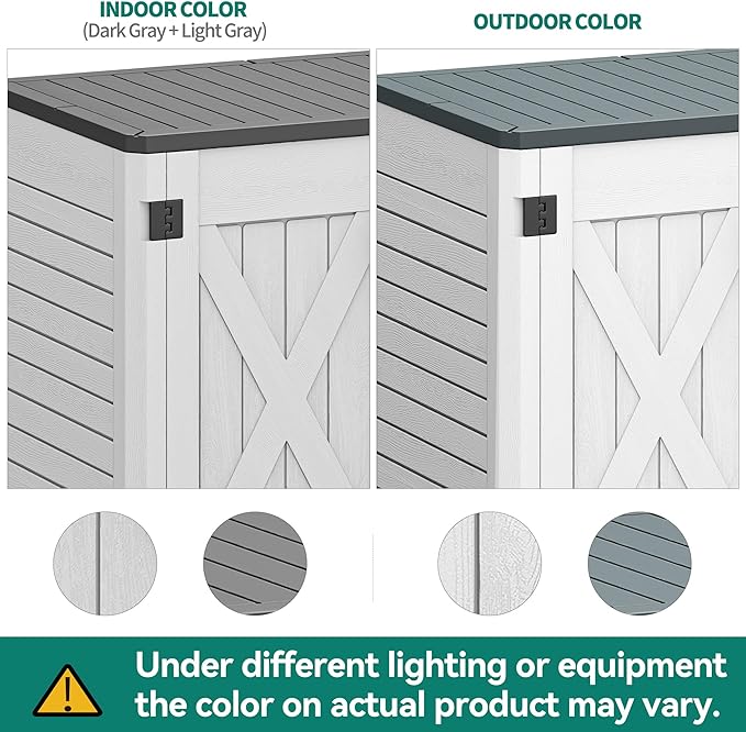 YITAHOME Outdoor Horizontal Storage Shed with X-Shaped Lockable Door, 35 Cu Ft Weatherproof Resin Tool Shed w/o Shelf, Ideal for Bike, Trash Cans, Garden Tools, Lawn Mowers, Light Gray