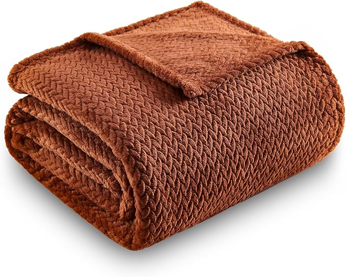 NEWCOSPLAY Super Soft Throw Blanket Coffee Premium Silky Flannel Fleece Leaves Pattern Lightweight Bed Blanket All Season Use (Coffee, Throw(50"x60"))