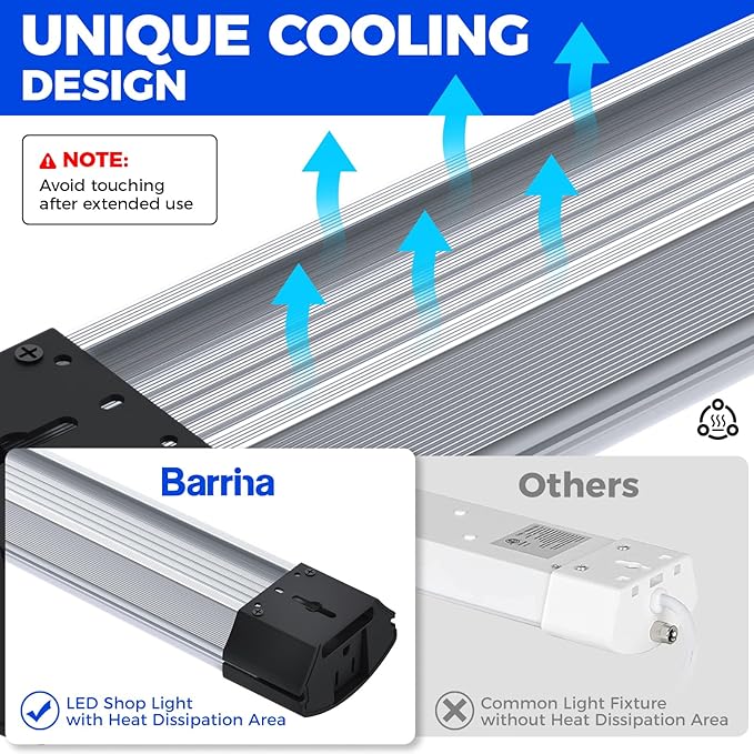 Barrina BS84 LED Shop Light for Garage, 10000LM, 84W, 4FT, 6500K Linkable Light Fixture for Workshop, Basement, Hanging or Flush Mount, Heat Dissipation with Pull Chain Switch, ETL,1 Pack