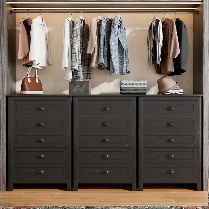 Wananlanen® Farmhouse Dresser for Bedroom, Antique Double Dresser & Chest of Drawer with Vintage Handle and Storage, Wooden Tall Rustic Organizer for Bedroom