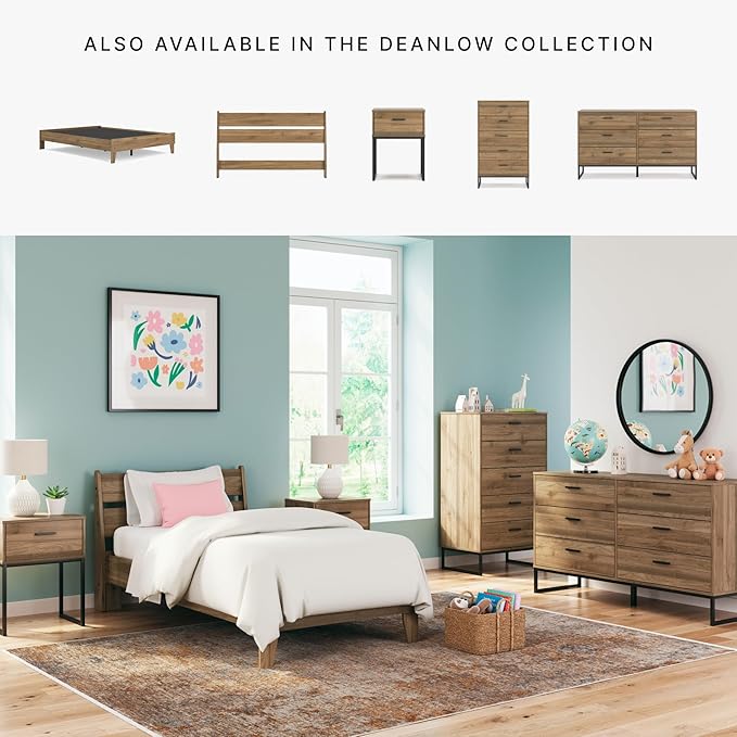 Signature Design by Ashley Deanlow Rustic Panel Headboard, Twin, Light Brown