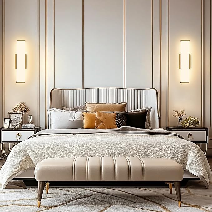 Kalium 16in Modern Wall Sconces, Dimmable Bathroom Vanity Lights, 3000K Warm White LED Indoor Sconces Lighting for Bathroom, Stairs, Living Room, Bedroom. Hardwired.