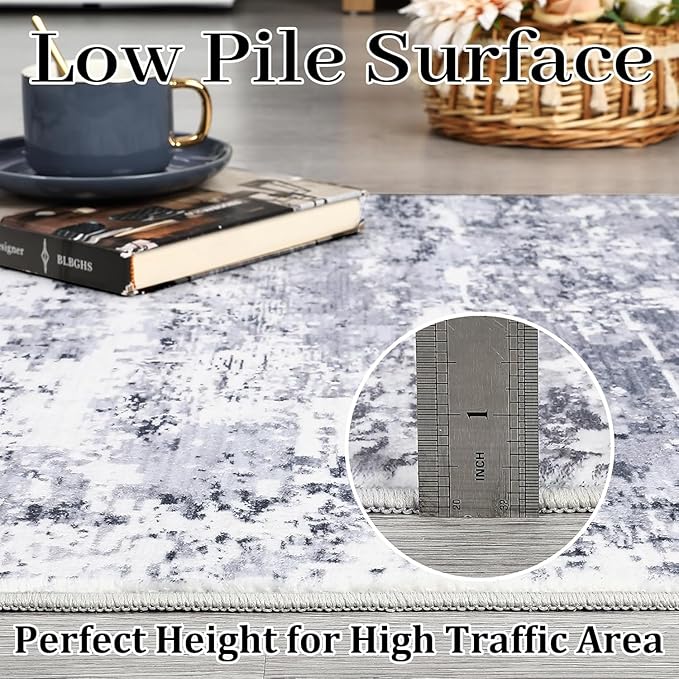 Modern Abstract 2x8 Runner Rug Washable Non Slip Stain Resistant Rug for Hallway Kitchen Bedroom Non Shedding Low Pile Indoor Floor Cover