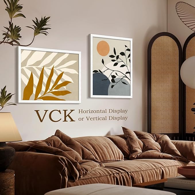 VCK 22x28 Poster Frame- White, Textured Exclusive Solid Wood Picture Frames - Wall Hanging