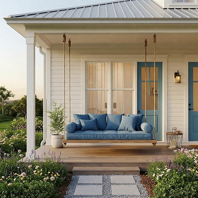 RSH DECOR: Sunbrella Lumbar Throw Pillows Set of 4 | 20" x 12" | Water and Fade-Resistant Performance Fabric | Outdoor Pillow Covers with Down-Alternative Inserts | Stanton Lagoon