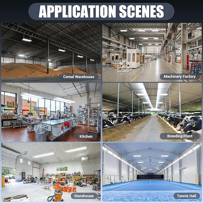 4-Pack 300W LED Linear Shop Lights, 45000LM Led High Bay Lights 5000K Daylight 120-277V, Led Garage Light for Shop Workshop Store Commercial Supermarket Warehouse Basement Exhibition Room ETL