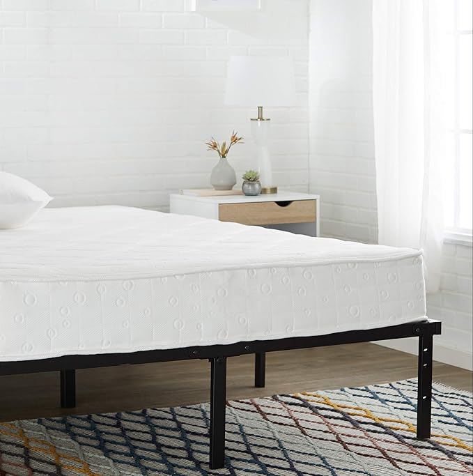 Amazon Basics Sturdy Heavy-Duty Non-Slip Platform Bed Frame Twin Size Storage, Steel Slat Support, Noise Free, Easy Assembly, 14 Inch Black