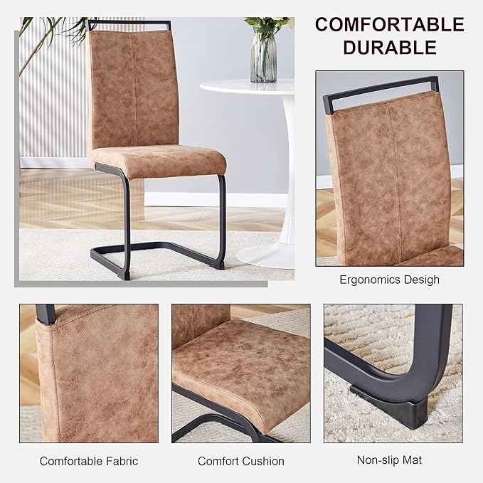 45 Inch Round Dining Table Set for 6, 7 Piece Kitchen Table and Chairs Set, Wooden Table with Light Walnut Finish, Small Space Dining Set for Apartment or Dining Room