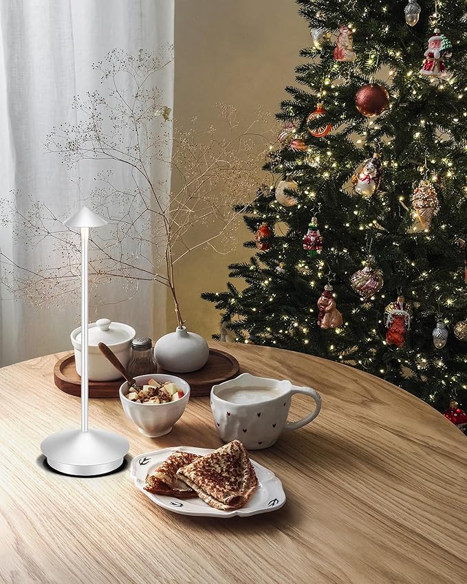 Portable Led Cordless Lamp Table Light 2 Pack, Rechargeable 6000mAh Battery Outdoor Table Lamp for Dinning Restaurant Patio Bedroom Camping, IP54 Waterproof, Dimmable