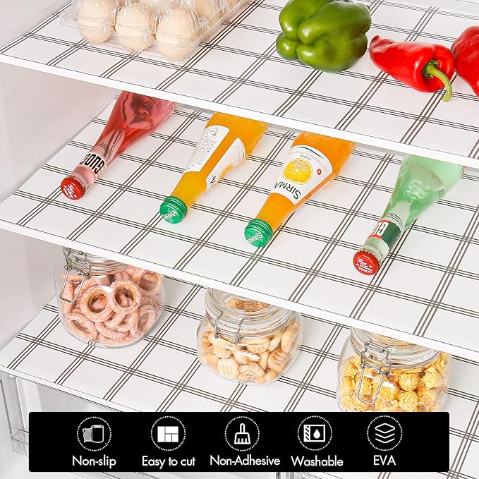 Cooyes Shelf Liner for Kitchen Cabinets – Non-Adhesive Waterproof EVA Liner for Drawers and Cabinets – Durable, Easy-to-Cut Shelf Paper with Modern Pattern