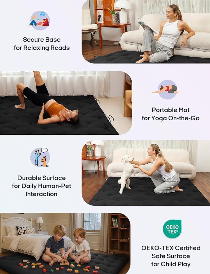 Syrinx Japanese Floor Futon Mattress, Foldable Tatami Sleeping Pad for Adults & Kids, Roll-Up Floor Bed or Bench Cushion