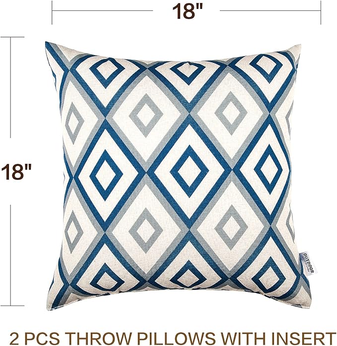 JMGBird Patio Pillows Waterproof with Inserts 18 * 18 Inch Outdoor Pillow for Patio Furniture