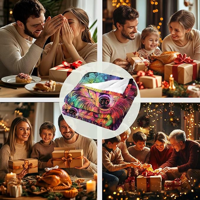 Wolf Blanket for Adults, Wolf Gifts for Women and Men, Perfect Animal Colorful Home Decor, Lightweight Fleece, 50x60 Inches