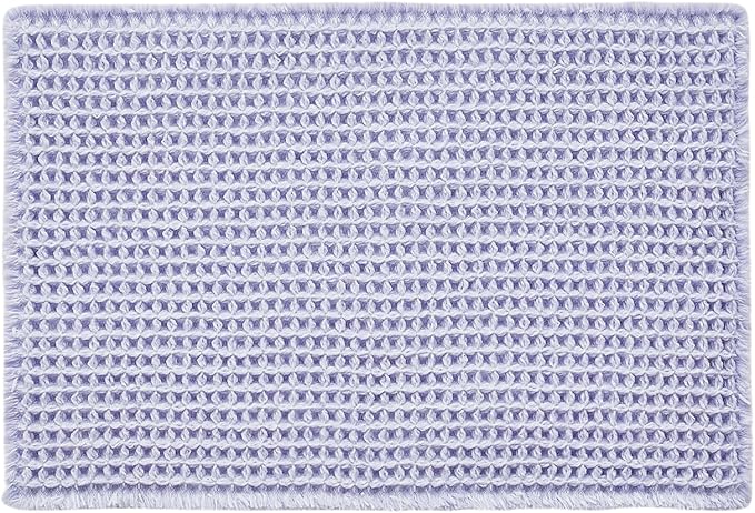 Waffle Bath Mat, Boho Bathroom Rugs Non Slip Washable Super Absorbent Quick Dry Cute Bath Mat Farmhouse Bathroom Decor, 36''x24'' Lavender Cream