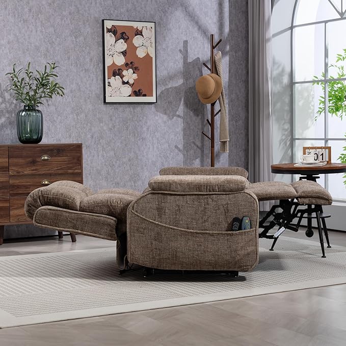 Lift Recliner Chairs for Elderly, Lumbar Power Lift Chair with Heat and Massage, 180° Lay Flat Recliner with Extended Footrest, USB & Type-C Ports and Side Storage for Big Man 400lbs Sleeping