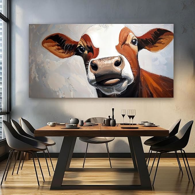 Canvas Wall Art Decor Canvas Abstract Large Living Room Decor Wall Highland Cow Modern Abstract Wall Art Black And White Wall Art Canvas Print Work For Home Kitchen Office Wall Decor 29" X 58"