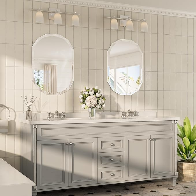 TokeShimi 20x28 Irregular Wall Mirror Beveled, Frameless Mirror Bathroom Stylish, Shatterproof Decorative Oval Bathroom Vanity Mirrored Round Modern for Living Room, Entryway, Restroom