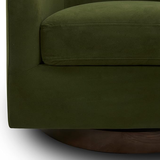 CHITA Swivel Accent Chair, FSC Certified Upholstered Velvet Barrel Chair for Living Room, Fully Assembled, Forest Green