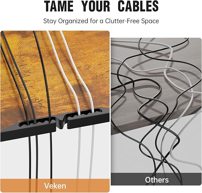 Veken 39.4" Small Electric Standing Desk, Height Adjustable Sit Stand Up, Wood Desktop, Work Home Office Computer PC Desks, Writing Study Bedroom Rising Table, Brown