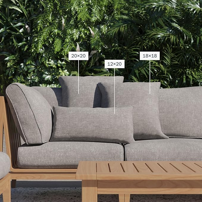 Outer Outdoor Throw Pillow with OuterWeave Performance Fabric, Decorative Outdoor Pillow for Patio & Outdoor Furniture, Includes Machine Washable Pillow Cover and Insert - Dark Pebble Gray, 20"x20"