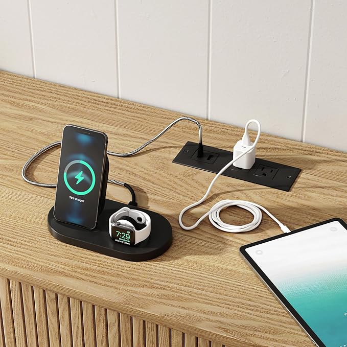 63" TV Stand with Power Outlet for TVs up to 70 Inch, Entertainment Center with Storage and Adjustable Shelves, Modern Media Console with Sliding Doors for Living Room, Oak