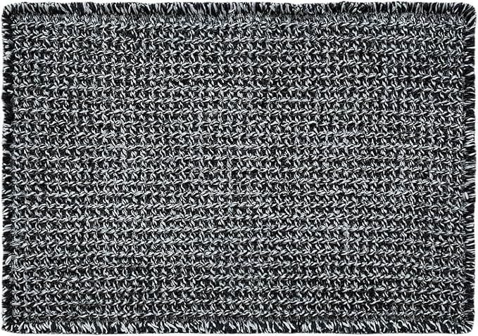 Black and White Bathroom Rugs, Waffle Runner Rug Bathroom Non Slip Washable Long Super Absorbent Quick Dry Boho Farmhouse Bath Decor, 72"x24" Black and White