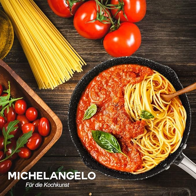 MICHELANGELO 3 Quart Saucepan with Lid, Hard Anodized Nonstick Sauce Pan with Strainer Lid & Pour Spouts for Easy Pour, Granite Derived Coating Sauce Pan for Cooking, Small Pot - 3 Qt Saucepan