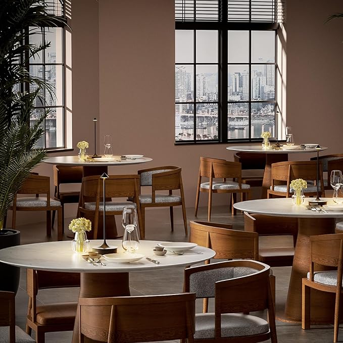 Set of 2 Small Cordless Table Lamp Rechargeable, Battery Operated Desk Lamp, 4000mAh LED Touch Lamp, Dimmable Portable Outdoor Waterproof Wireless Table Light for Restaurants/Bars/Outdoor(Black