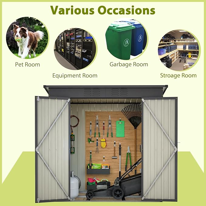 4x6 ft Metal Shed Outdoor Storage Shed,Metal Steel Utility Tool Shed Storage House with Double Lockable Doors and Air Vent for Backyard Garden Patio Lawn Dark Gray