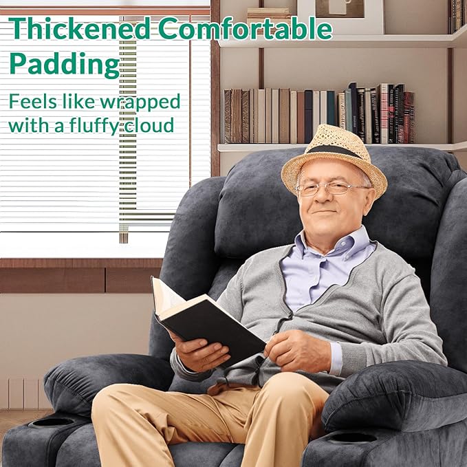 VIVIJASON Tall Man Large Dual Motor Power Lift Recliner Chair with Extended Footrest, Oversized Lay Flat Sleeper Electric Recliner W/Heat & Massage, Lumbar Pillow, USB & Type-C Ports, Plush Gray