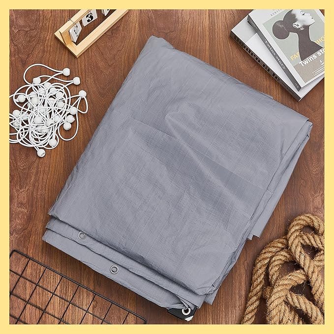 10 x 20 ft Heavy Duty Canopy Replacement Cover Waterproof Carport Garage Car Shelter Tarp Tent for Car Canopy with 50 Ball Bungees, Only Top Cover, Frame is Not Included