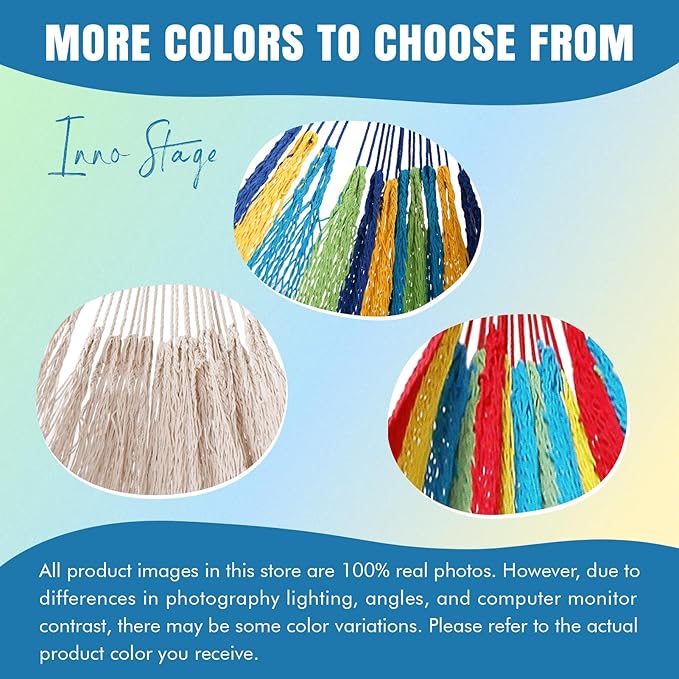 HappyPicnic Handwoven Mayan Hammock - Portable Family Hammock with Carry Bag Matrimonial Size Multi-Color Handmade Hammock for Travel Camping Backyard, Porch, Outdoor or Indoor Use (Colorful)