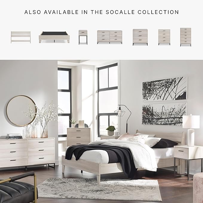 Signature Design by Ashley Socalle Modern Open Slat Twin Headboard, Natural Beige