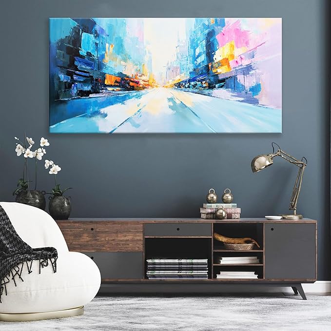 Tsomzxng Large Abstract Wall Art, 29" x 58" Modern Canvas Art, Living Room Wall Decor