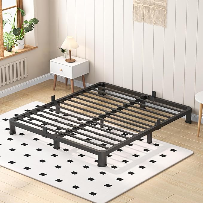 4 Inch King Heavy Duty 3500 lbs Bed Frame with Round-Corner Legs & Anti-Squeak Design – Quick Assembly Metal Platform, No Box Spring Needed