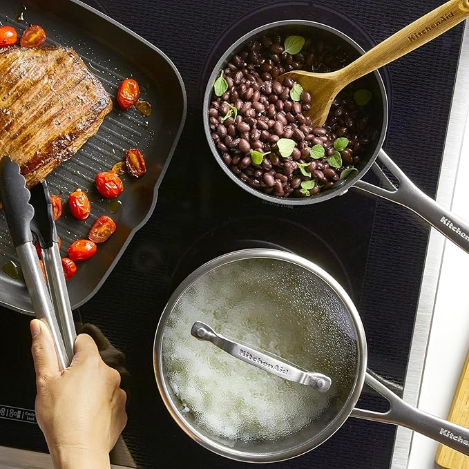 KitchenAid Hard Anodized Induction Nonstick Saucepan with Lid, 2 Quart, Matte Black