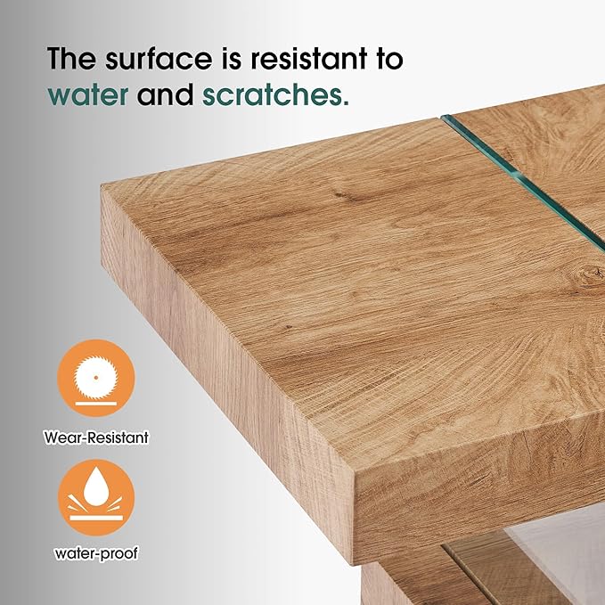 ivinta Glass Console Table with Storage Shelves, 3-Tier Modern Narrow Entryway Table with Hidden Drawer for Living Room Hallway or Entrance, 5104 (Brown, 39")