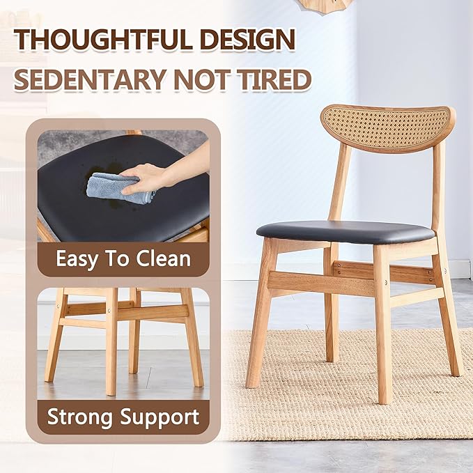 45 Inch Round Dining Table Set for 4, 5 Piece Kitchen Table and Chairs Set, Wooden Table with Light Walnut Finish, Small Space Dining Set for Apartment or Dining Room