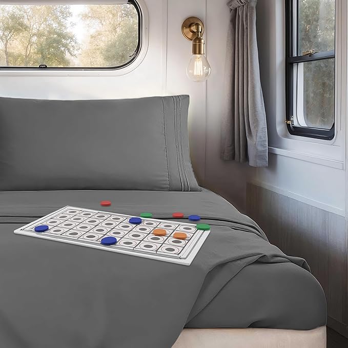 Clara Clark Bed Sheets, Premier 1800 Series 4 Piece RV Queen Sheet Set, Luxury Soft Sheets for RV Bunks, Short Queen - Charcoal Gray