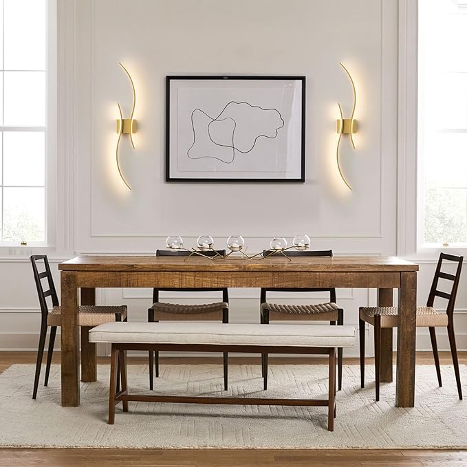 Battery Operated Wall Sconces with Remote Control, Stepless Colors 3000K-6000K & Dimming, LED Gold Wireless Wall Light for Living Room, Hallway, Bedroom, 39.3 Inch (1 Pack)