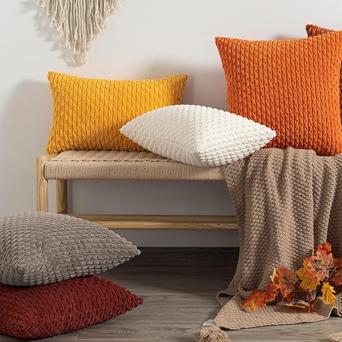 Kevin Textile 2 Packs Light Brown Decorative Throw Pillow Covers 20x20 Inch for Couch Bed Sofa Modern Farmhouse Boho Home Decor Soft Cute Plush Corduroy Cushion Case 50x50 CM