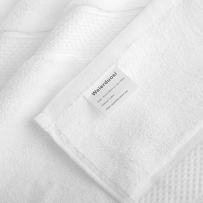 Super Absorbent Quick Drying | Hotel Grade Extra Large Bath Towels, 2-Piece Set, Bathroom Luxury Soft Towels-650GSM Cotton Luxury Beach Bath Towel 80x160cm (31.5x63 inches) (White)