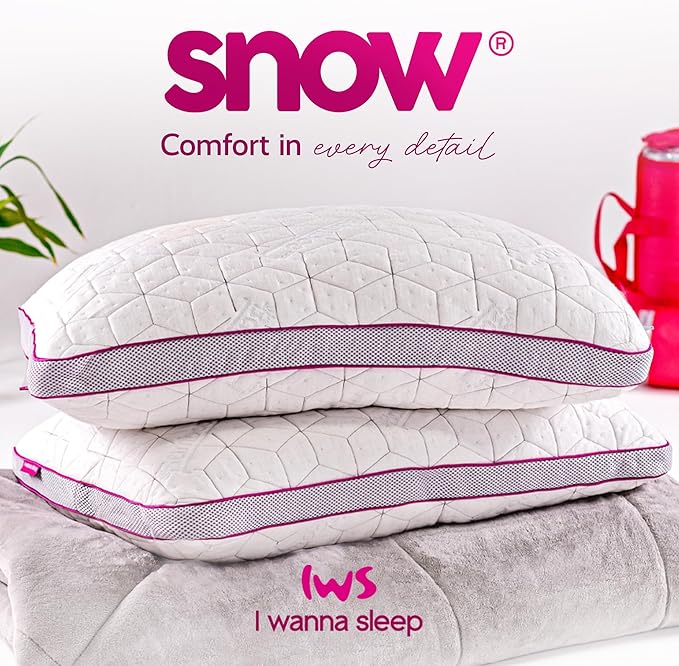 Adjustable Cooling Pillow, Neck Support, Queen Size Bed Pillows for Sleeping, Gel Cross Cut Memory Foam, Side Sleepers, Snow® Pillow